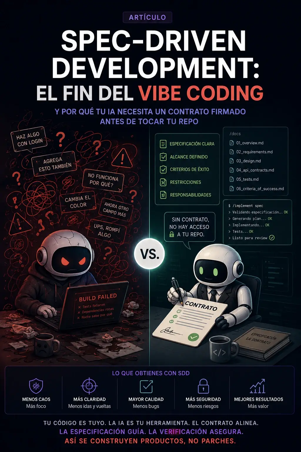 Spec-Driven Development: el fin del vibe coding y por qué tu IA necesita un contrato firmado antes de tocar tu repo
